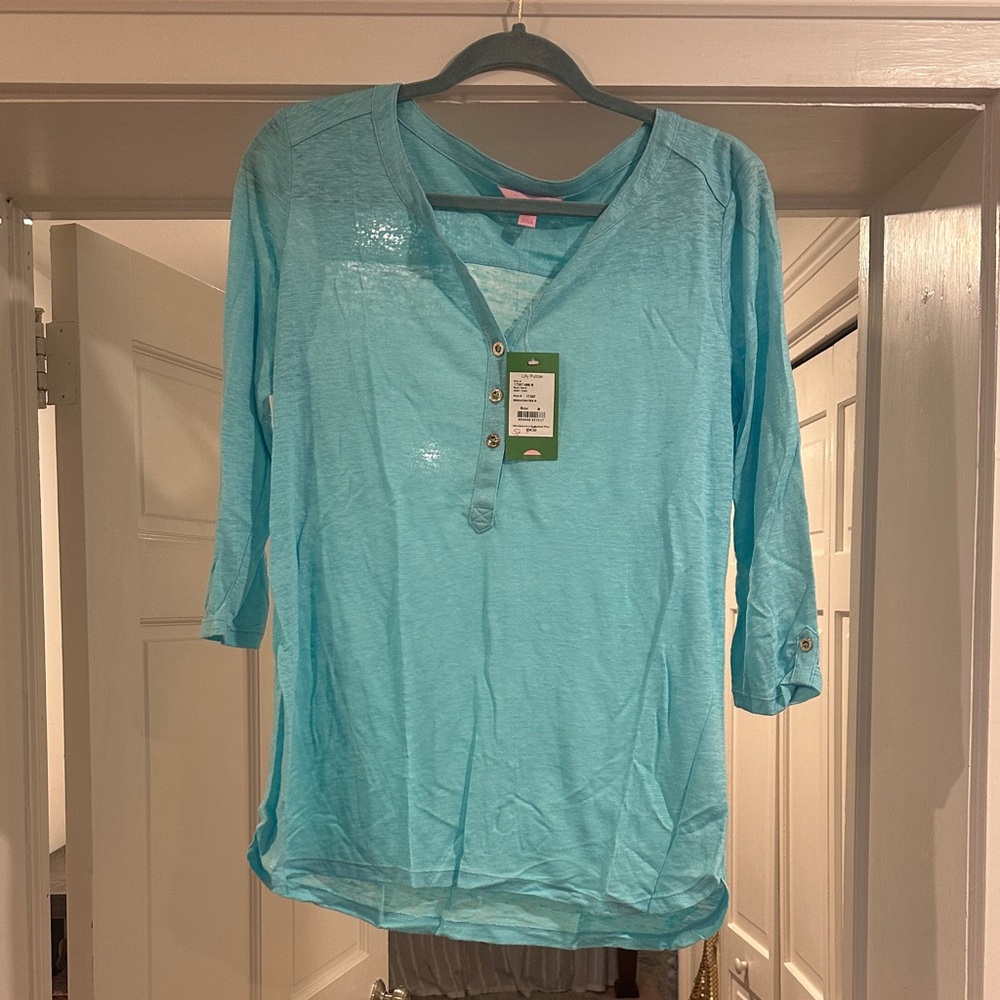 Lilly Pulitzer Turquoise Button-Down Shirt